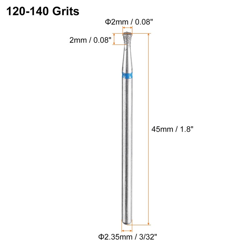 sourcing map 6pcs 120-140 Grits Diamond Grinding Bit 2mm Inverted