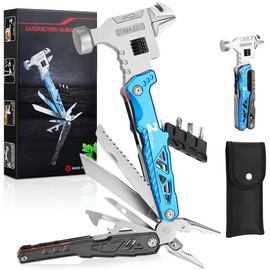 ZUZUAN Upgraded 18 in 1 Multitool,Professional Stainless Steel Multitool Pliers with Replaceable Alloy Steel Blades Wire Cutters,Bottle Opener,Nylon Sheath,Apply to Survival,Camping & Hunting（Blue）