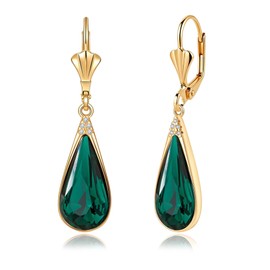 EVEVIC Teardrop Austrian Crystal Leverback Dangle Drop Earrings for Women