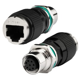 Lonlonty M12 8 Pin A Code to RJ45 Adapter Cat6a IP68 10Gbps Shielded