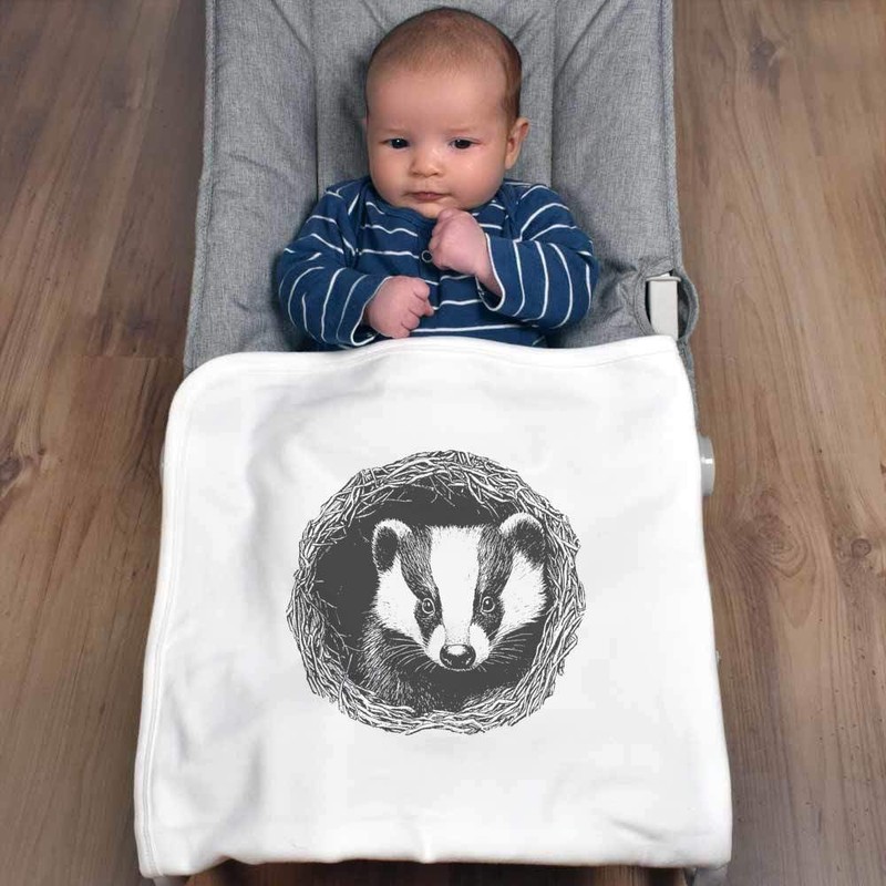 Azeeda 'Badger in a Den ' Cotton Baby Blanket/Shawl (BY00039804)