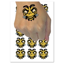 Cute Bee Mad Grumpy Temporary Tattoo Water Resistant Fake Body Art Set Collection - 15 2" Tattoos (1 Sheet)
