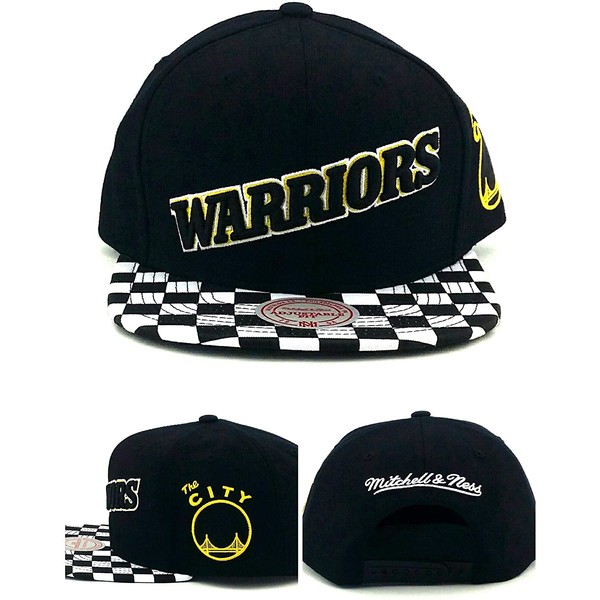 Mitchell & Ness Golden State Warriors New Checker Black Era Snapback Hat Cap