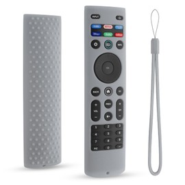 DUOLAXMENG Silicone Remote Control Cover for Vizio XRT140, Protective Case for Vizio Smart TV Remote with Lanyard, Anti-Slip (Lightgrey)