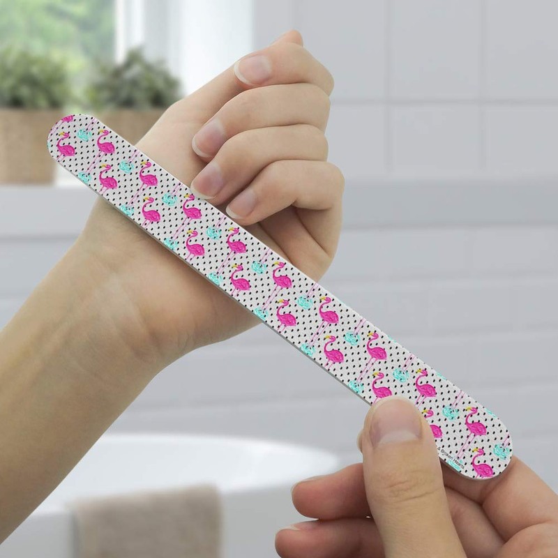 Flamingos Dots Water Double-Sided Nail File Emery Board Set 4