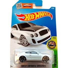 California-Toys.com Bentley w/ Real Riders Hot Wheels Custom 2016 White Bentley Continental Supersports Real Rider Wheels Limited Edition 1:64 Scale Collectible Die Cast Car Model