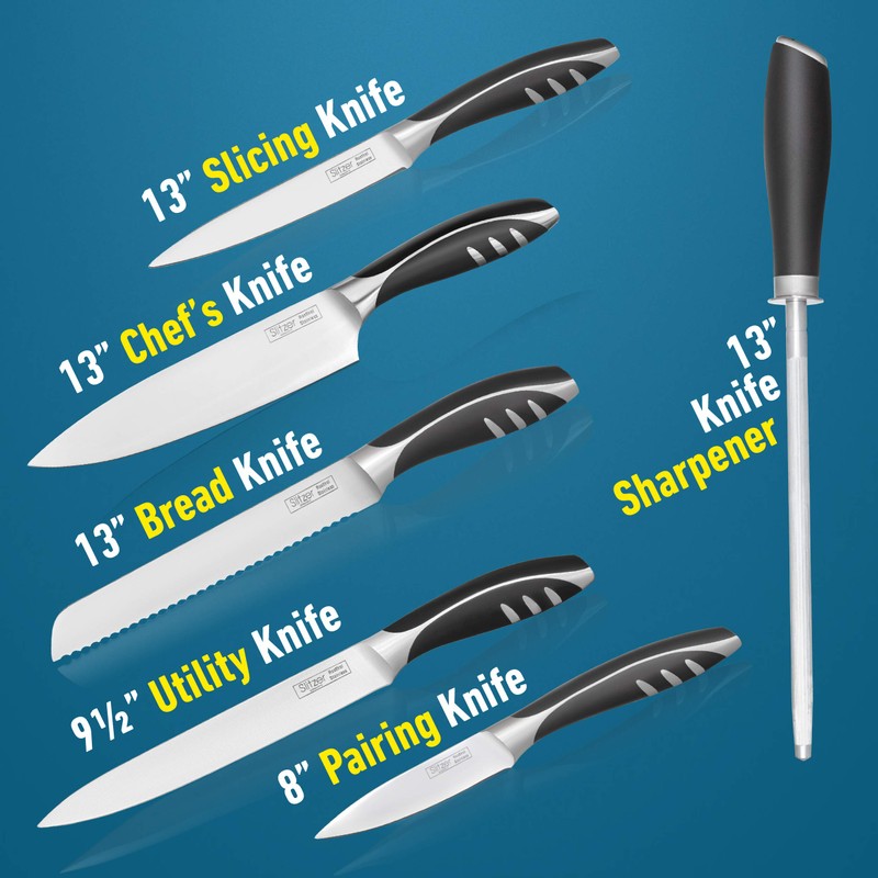 Slitzer Germany 7-Piece Chef's Knife Set, Ergonomically Designed, Professional Grade
