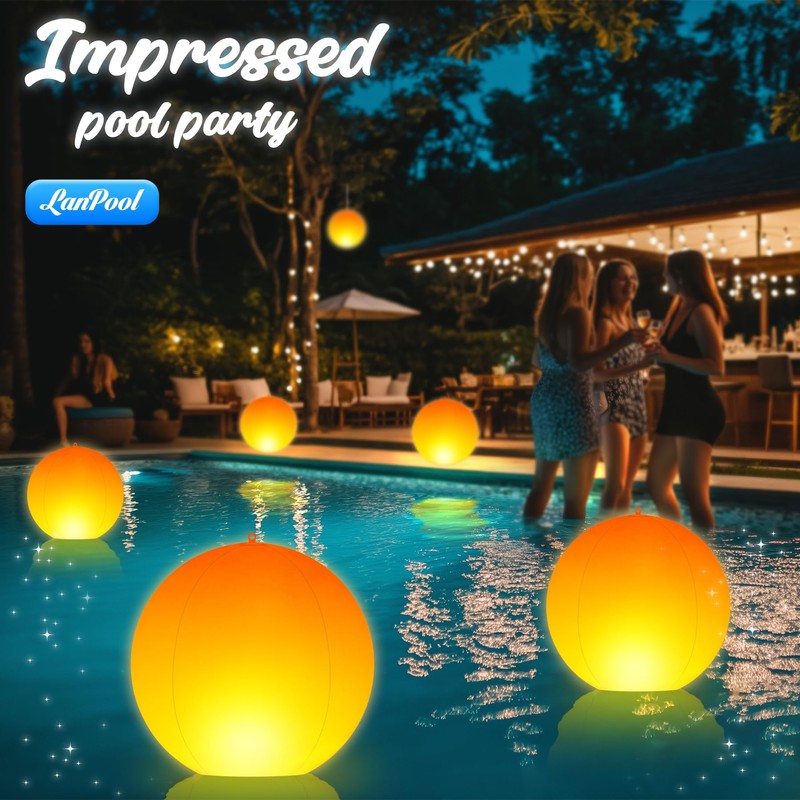 LanPool Floating Pool Lights,14" Flame Solar Pool Lights,Floating Glow Globe
