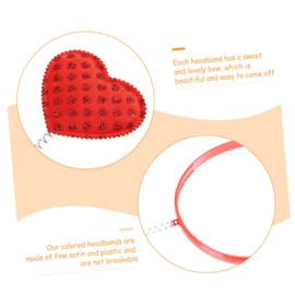 Healvian 5pcs Red Heart Headband Wedding Hair Accessories Hair Ribbons Hair Toppers Head Band Red Headband Headbands Hair Hoops Love Heart Hair Bands New Year Hair Accessories Resin
