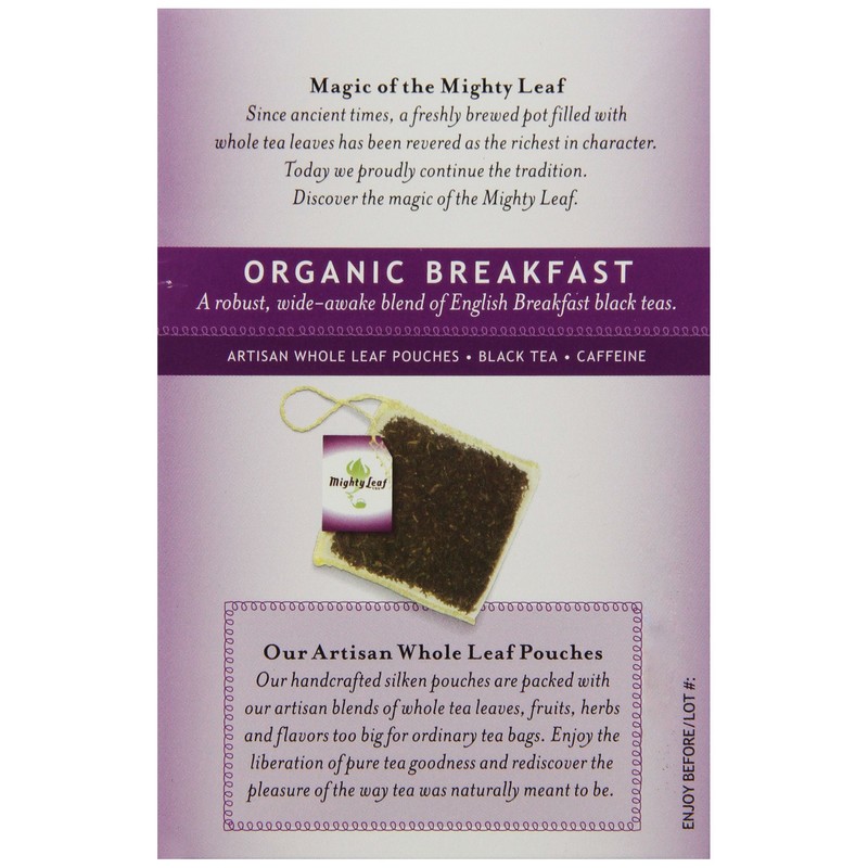Mighty Leaf Whole Leaf Organic Breakfast Tea, 15 Tea Bags