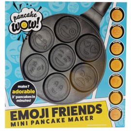 CucinaPro Emoji Friends - Mini sartén para panqueques, aluminio antiadherente, 7 diseños únicos de cara sonriente, fácil de limpiar, perfecto para el desayuno de los niños