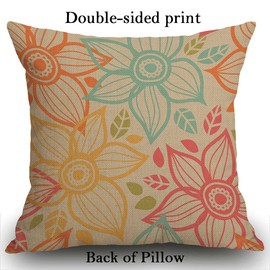 Smooffly Spring Cushion Cover Decorative Floral Throw Pillow Covers 18x18 Inch, Vintage Green Flower Print Decorative Double Sided Square Pillow Cases Pillowcase Sofa 45x45cm