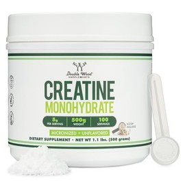 Polvo de Monohidrato de Creatina 1.1 libras (100 Porciones de 5 Gramos Cada Una) - Sin Rellenos, Apto para Veganos, Sin OMG, Sin Gluten por Double Woo