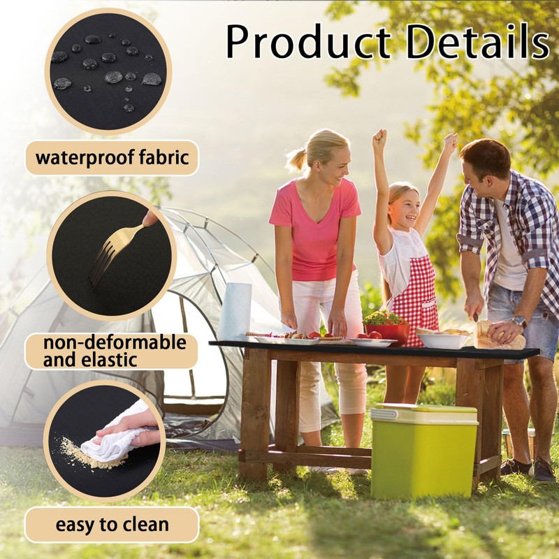 Roucerlin Rectangular Picnic Table Cover, Polyester Elastic Tablecloth for Folding