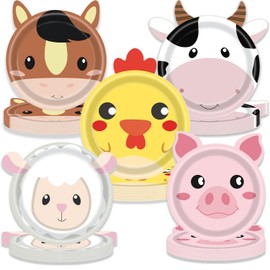 Platos para fiestas de animales de granja, platos de papel para cenas de cumpleaños, platos para cenas de baby shower, platos para cenas de picnic (50)