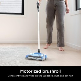 Shark Rechargeable Floor Sweeper, Motorized Brushroll, Compact Swivel Design, Easy-Empty Dust Cup, 10" Cleaning Path, Powerful Debris, Dust & Pet Hair Pickup, for All Floor Types, Blue, V2700Z