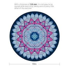 LERYG Pilates Mat Round Oversize Yoga Mat Suede Rubber Non-Slip Dia 140cm Exercise Mat Meditation Mat Workout Mat for Home Outdoor (Sun&Flower)