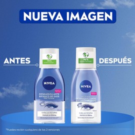 NIVEA Desmaquillante Facial Bifásico de Ojos (125 ml) - Elimina la máscara de pestañas y el maquillaje a prueba de Agua, Enriquecido con Biotina para Cuidar Tus Pestañas