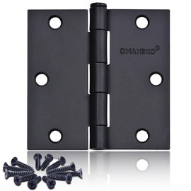 24 Pack Black Door Hinges, 3.5 x 3.5 Inch Black Hinges for Interior Doors 3 1/2 Inch Hinges for Residential Doors, Square Corners Interior Door Hinges for Standard Flat/Bedroom