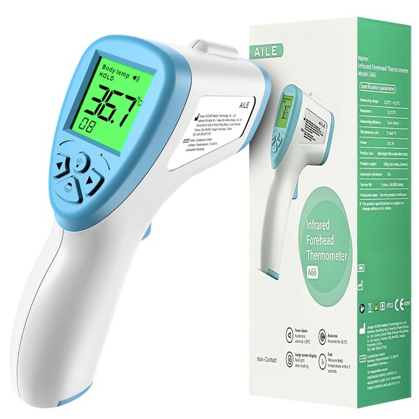 Digital Fever Thermometer for Baby Adults Children: AILE Fever Thermometer Contactless Ear Thermometer Children Thermometer Fever Forehead Thermometer Accurate Measurements LCD Display Switch °C or °F