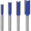 Wolfride 4pcs Straight Cut Router Bits 1/4-Inch Shank Double Flute