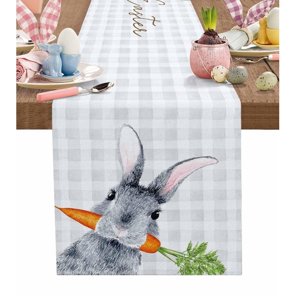 Easter Table Runner Bunny Rabbit Carrot Table Runners for Dining