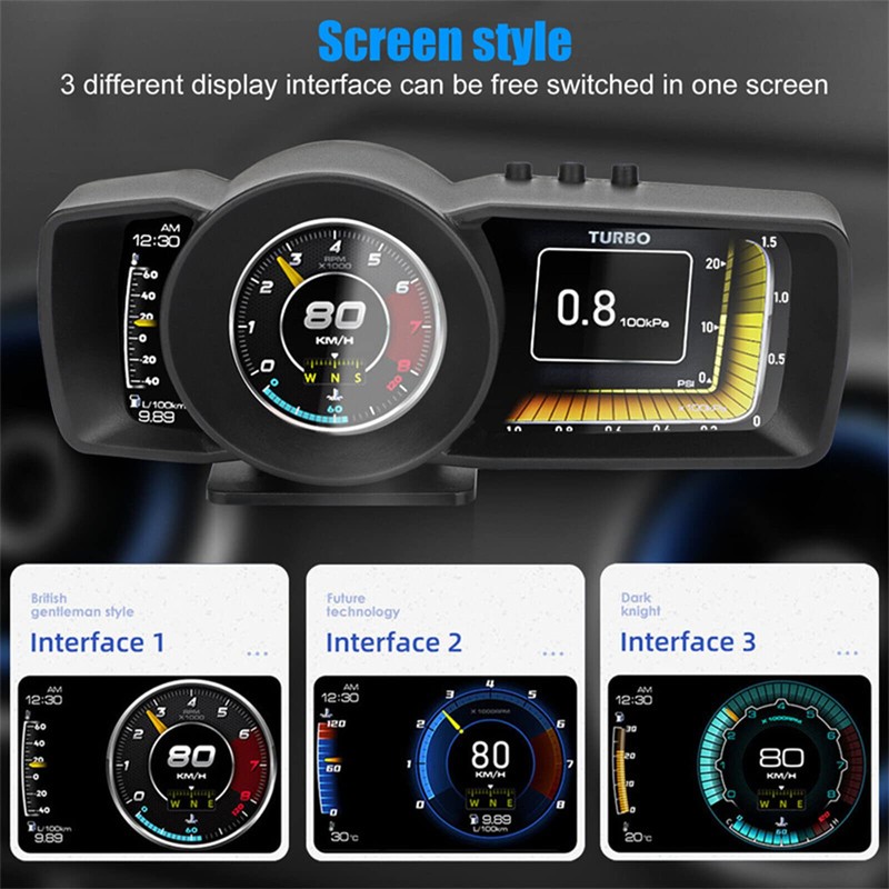 Car HUD Head Up Display, OBD+GPS Smart Gauge with Test