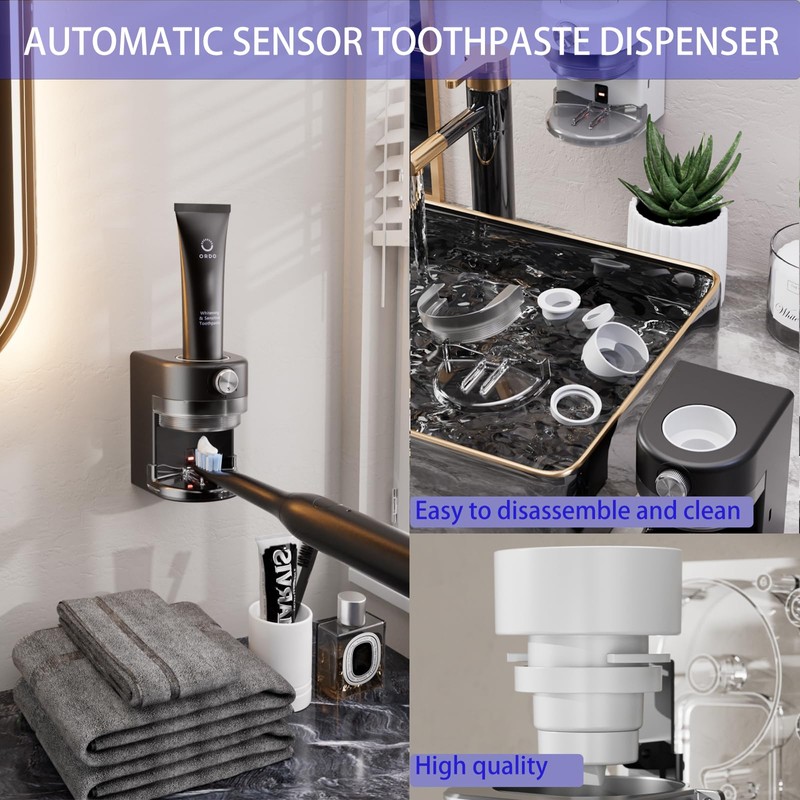 Toothpaste Squeezer, Bathroom Wall Mounted Electric Toothpaste Dispenser with Adjustable