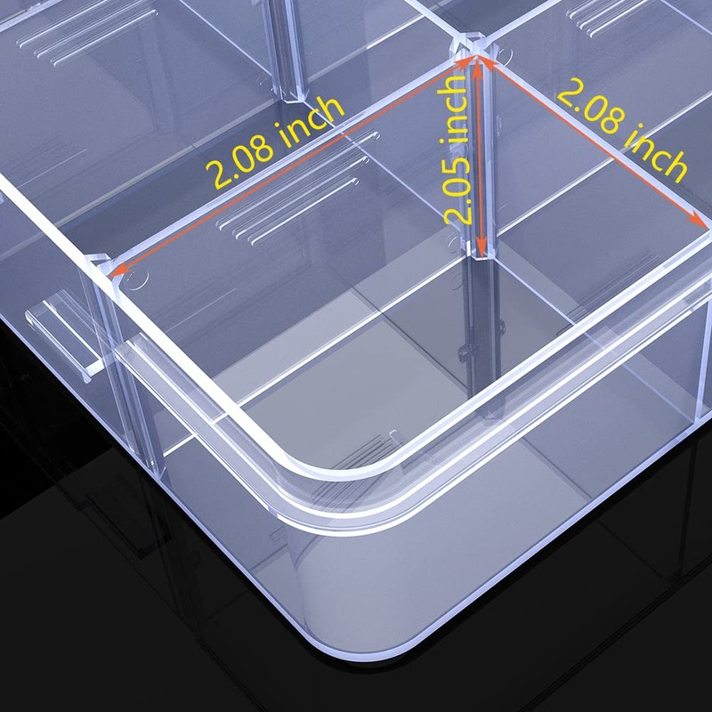 YUGOOD Large Clear Organizer Box,12 Grids Organizer Box with Removable