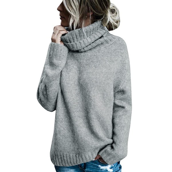 FISACE Womens Oversized Turtleneck Pullover Sweater Cable Knit Long Sleeve