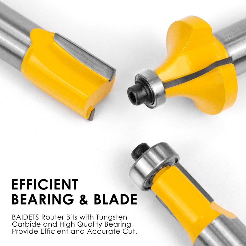 Router Bits Set 1/2 Inch Shank - BAIDETS 12 Pieces