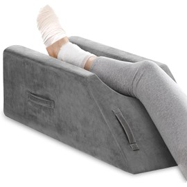 UBBCARE Leg Elevation Pillow for Leg/Knee Surgery Recovery, Memory Foam Leg Pillow with Velvet Washable Cover, Small Grey