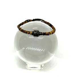 OCHRANA Pulsera ajustable de ojo de tigre cilindrico con hematita y piedra volcanica de 4mm