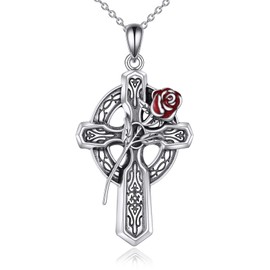 YAFEINI Cross Necklace for Women 925 Sterling Silver Cross Pendant Necklace Cubic Zirconia CZ Crucifix Jewellery Gift for Women Girls, Sterling Silver, Abalone Shell