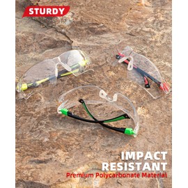 QALLY Lightweight Safety Glasses for Men ANSI Z87 Anti-Fog Wrap-Around Work Goggles with Adjustable Frame Clear Lens, Black Red/Black Green/Gray Yellow