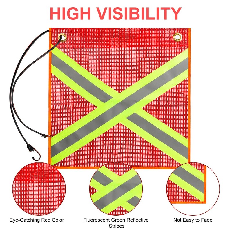 Red Flag Extra Long Highly Visible Reflective Warning Flag Red