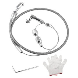 WMPHE 24 Inch Universal Throttle Cable Kit with Aluminum Fittings Ferrules, Adjustable Stainless Steel Braided Swap Fuel Line with U-cut-to-fit Inner Wire