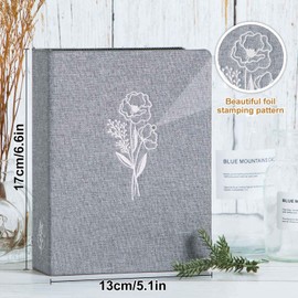 Lanpn Small Photo Album 6x4 2 Packs, Each Pack holds 100 Pictures, Slip in Pockets Mini Linen Top Loading Photo Albums for Portrait Only 10x15cm Picture Grey