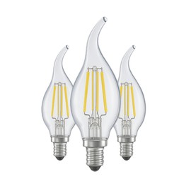 Ceybo LED Vintage B11 Bulbs 60W Equivalent E12 Dimmable Daylight Flame Bent Tip Clear Glass 3-Pack – Great for Chandeliers, Bedrooms, and Living Rooms