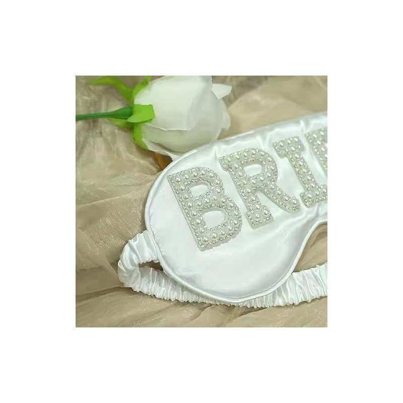 TRIXES Bride Sleep Mask, Rhinestones and Faux Pearls, Bride to