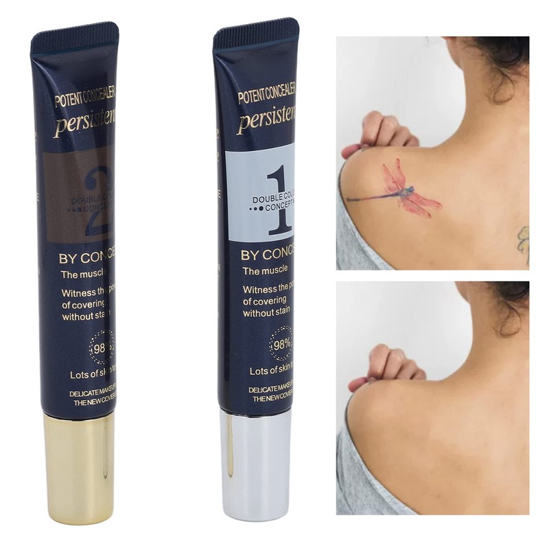 Tattoo Concealer, 2 Stück Tattoo Concealer Wasserdicht Schweißfest Sichere Inhaltsstoffe