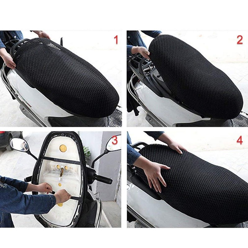 Motorcycle Seat Covers 3 Dimensional Breathable Design Mesh Black Replacement