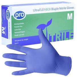 PRO UltraFLEX Bluple Biodegradable Disposable Gloves - Purple/Blue Nitrile Gloves Disposable Medium - 100x Pack - Powder-Free - Latex Free - Food Safe