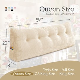 easedeco Large Triangular Wedge Headboard Pillow Large Bolster Headboard Back Support Backrest Positioning Reading Pillow for Sitting with Removable Cover