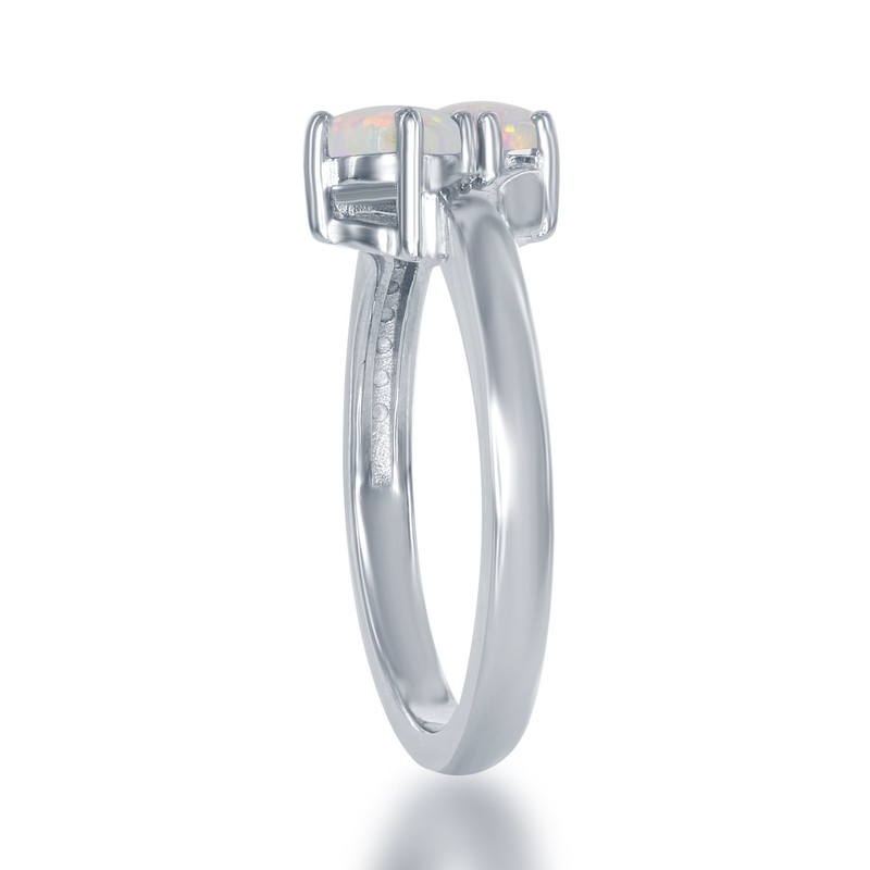 Beaux Bijoux Sterling Silver Two-Stone Forever Created White Opal Ring