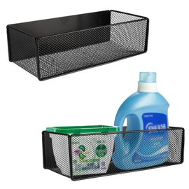 2 Pack Magnetic Shelf for Washing Machine, Laundry Room Organization and Storage accessories, Magnetic Spice Racks for Refrigerator ,Metal Storage Baskets for Laundry ,Kitchen,Room Shelves(Black)