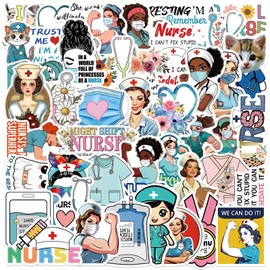 50 Pcs Nurse Stickers, Vinyl Nursing Stickers White Angels Decals for Laptops and Water Bottles, Nurses' Day Accessories for Work