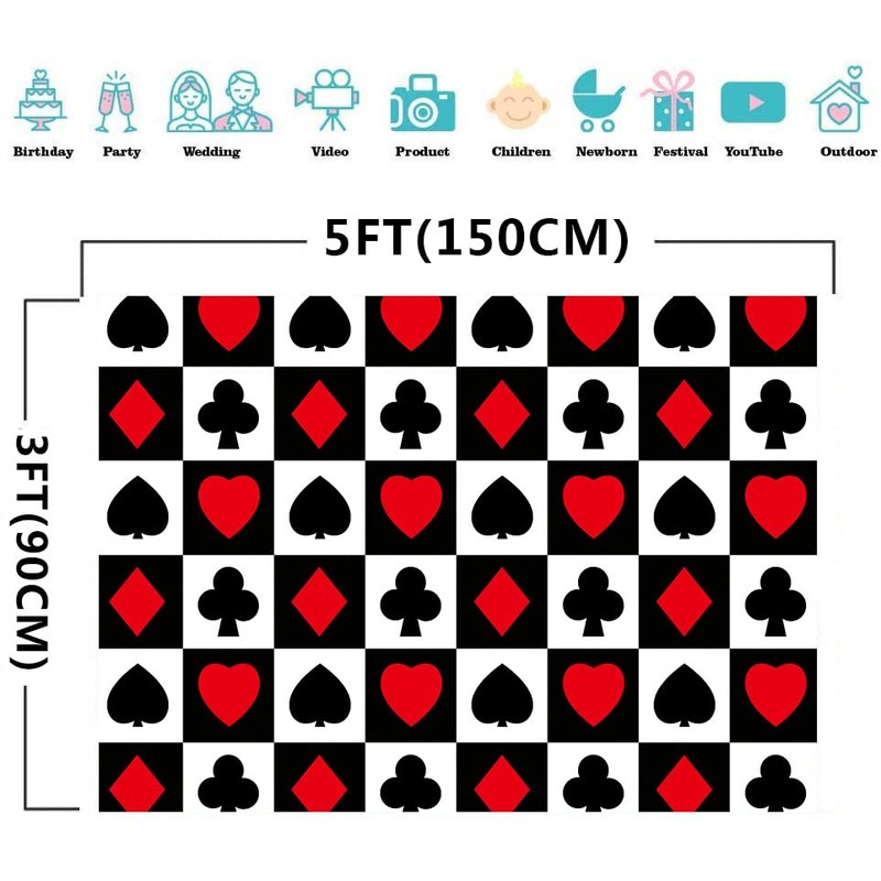 Poker Casino Themed Backdrop 5x3ft