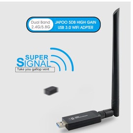 JAPOO WiFi Wireless USB WiFi Adapter for Desktop PC and Laptop,1200Mbps High Gain Dual Band 5dBi Antenna 5.8G/2.4G WiFi Adapter,Supports Win 11/10 (with Antenna)