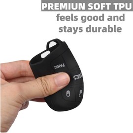Silicone 392 Key Fob Cover with Key Chain Key Fob Shell Case Compatible with Charger Durango Challenger RAM 5 Buttons(392-gray)